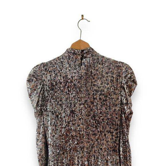 NWOT Jonathan Simkhai Mallory Sequin Mini Halter Dress Multi Silver Gold 4 Women - Picture 8 of 10